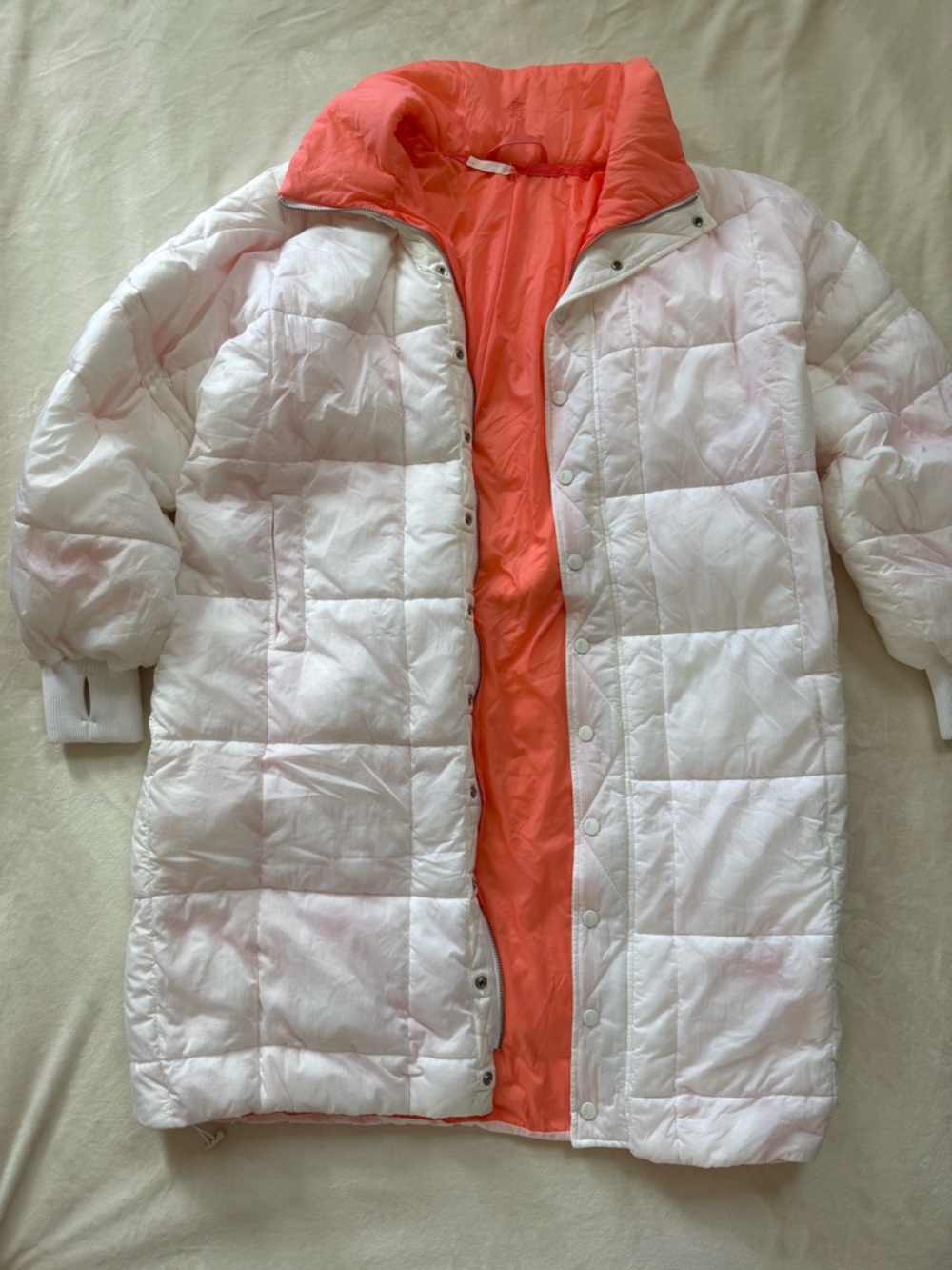 FP Movement by Free People Juno White and Coral Puffer Coat size L